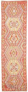 Tappeto Kilim Geometrico Arancione Beige Corsia 85x298 Cm