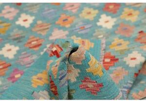 Tappeto Kilim Geometrico Turchese Multicolore 94x196 Cm