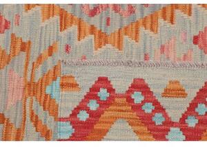 Tappeto Kilim Geometrico Grigio Azzurro Arancione 98x146 Cm
