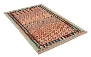 Tappeto Kilim Geometrico Rosso Mattone Celeste 104x151 Cm