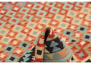 Tappeto Kilim Geometrico Rosso Mattone Celeste 104x151 Cm