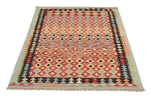 Tappeto Kilim Geometrico Rosso Mattone Celeste 104x151 Cm