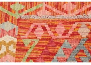 Tappeto Kilim Geometrico Arancione Beige Corsia 85x298 Cm