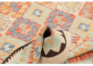 Tappeto Kilim Geometrico Rosso Mattone Celeste 95x149 Cm