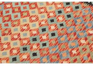 Tappeto Kilim Geometrico Rosso Mattone Celeste 104x151 Cm