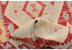 Tappeto Kilim Geometrico Rosso Azzurro Corsia 62x195 Cm