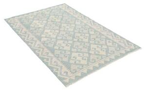 Tappeto Kilim Geometrico Celeste Avorio 99x149 Cm