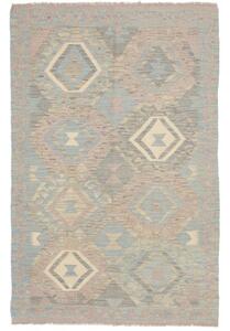 Tappeto Kilim Geometrico Azzurro Tortora 96x149 Cm
