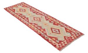 Tappeto Kilim Geometrico Rosso Azzurro Corsia 62x195 Cm