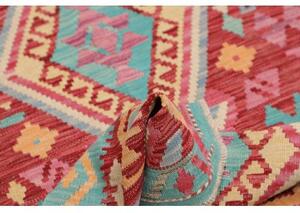 Tappeto Kilim Geometrico Rosso Azzurro 100x141 Cm