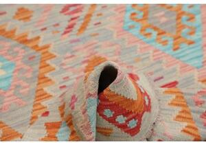 Tappeto Kilim Geometrico Grigio Azzurro Arancione 98x146 Cm
