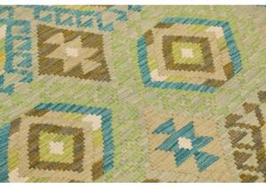 Tappeto Kilim Geometrico Verde Salvia Azzurro 104x140 Cm