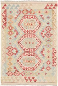 Tappeto Kilim Geometrico Avorio Rosso 99x146 Cm