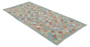 Tappeto Kilim Geometrico Turchese Multicolore 94x196 Cm