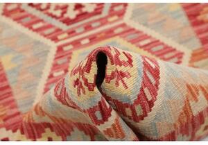 Tappeto Kilim Stilizzato Rosso Mattone Beige Corsia 58x196 Cm