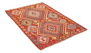 Tappeto Kilim Geometrico Rosso Multicolore 102x146 Cm