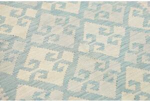Tappeto Kilim Geometrico Celeste Avorio 99x149 Cm