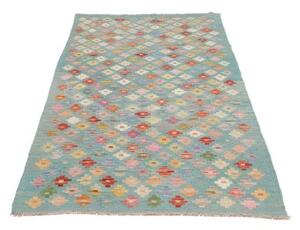 Tappeto Kilim Geometrico Turchese Multicolore 94x196 Cm