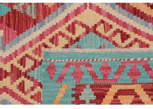 Tappeto Kilim Geometrico Rosso Azzurro 100x141 Cm