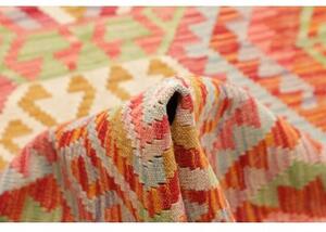 Tappeto Kilim Geometrico Arancione Beige Corsia 85x298 Cm