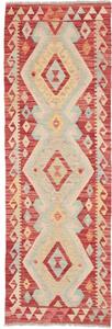 Tappeto Kilim Geometrico Rosso Azzurro Corsia 62x195 Cm
