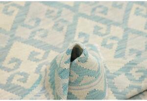 Tappeto Kilim Geometrico Celeste Avorio 99x149 Cm