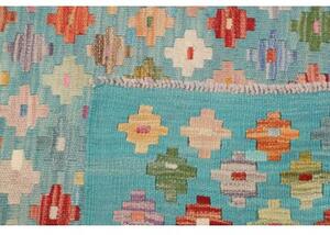Tappeto Kilim Geometrico Turchese Multicolore 94x196 Cm