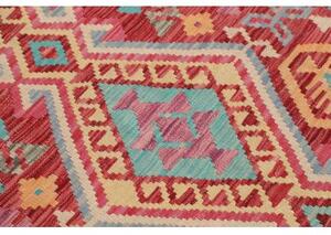 Tappeto Kilim Geometrico Rosso Azzurro 100x141 Cm