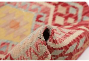 Tappeto Kilim Geometrico Rosso Beige Corsia 62x189 Cm