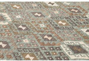 Tappeto Kilim Geometrico Verde Salvia Marrone 204x296 Cm