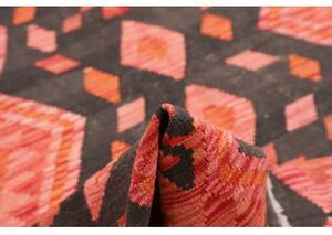 Tappeto Kilim Geometrico Antracite Corallo 209x292 Cm