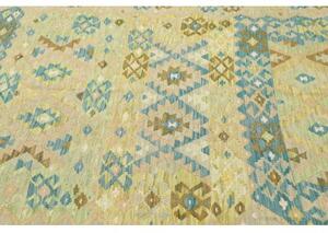 Tappeto Kilim Geometrico Beige Azzurro 208x293 Cm