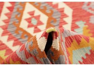 Tappeto Kilim Geometrico Rosso Avorio Corsia 81x249 Cm