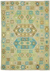 Tappeto Kilim Geometrico Verde Azzurro 203x290 Cm