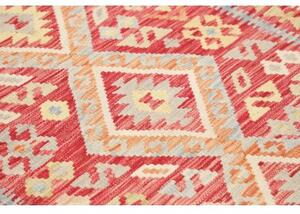 Tappeto Kilim Stilizzato Rosso Avorio 199x292 Cm