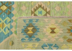 Tappeto Kilim Geometrico Verde Azzurro 203x290 Cm