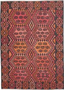 Tappeto Kilim Geometrico Rosso Corallo Nero 210x290 Cm