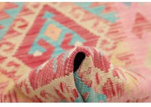 Tappeto Kilim Geometrico Rosa Rosso Corsia 62x198 Cm