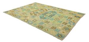 Tappeto Kilim Geometrico Verde Azzurro 203x290 Cm