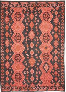 Tappeto Kilim Geometrico Antracite Corallo 209x292 Cm