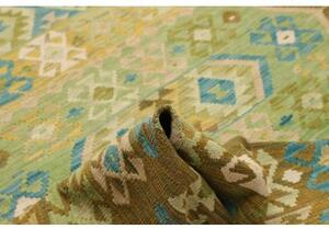 Tappeto Kilim Stilizzato Marrone Verde 206x293 Cm