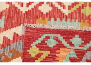 Tappeto Kilim Geometrico Rosso Avorio Corsia 81x249 Cm