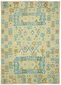 Tappeto Kilim Geometrico Beige Azzurro 208x293 Cm