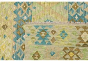 Tappeto Kilim Geometrico Beige Azzurro 208x293 Cm