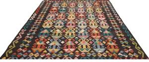 Tappeto Kilim Geometrico Nero Multicolore 204x288 Cm