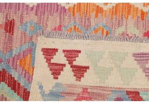 Tappeto Kilim Stilizzato Rosa Rosso Corsia 62x194 Cm