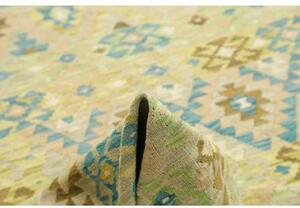Tappeto Kilim Geometrico Beige Azzurro 208x293 Cm