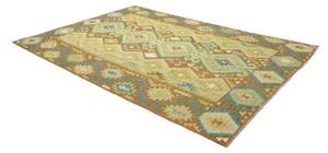 Tappeto Kilim Geometrico Marrone Verde 207x299 Cm