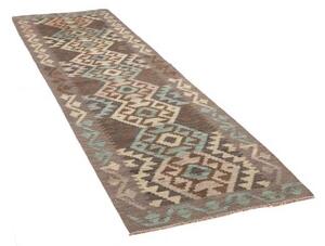 Tappeto Kilim Geometrico Marrone Beige Corsia 85x288 Cm