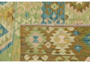 Tappeto Kilim Stilizzato Marrone Verde 206x293 Cm